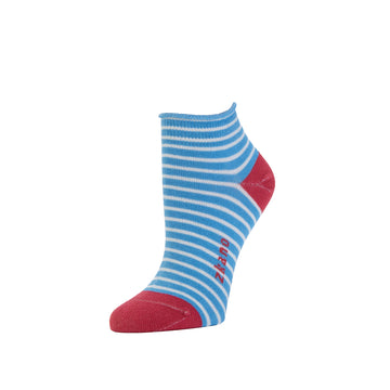 Zkano Rosette Women's Stripped Anklet Socks Blue Sky