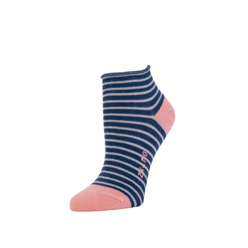 Zkano Rosette Women's Stripped Anklet Socks Navy