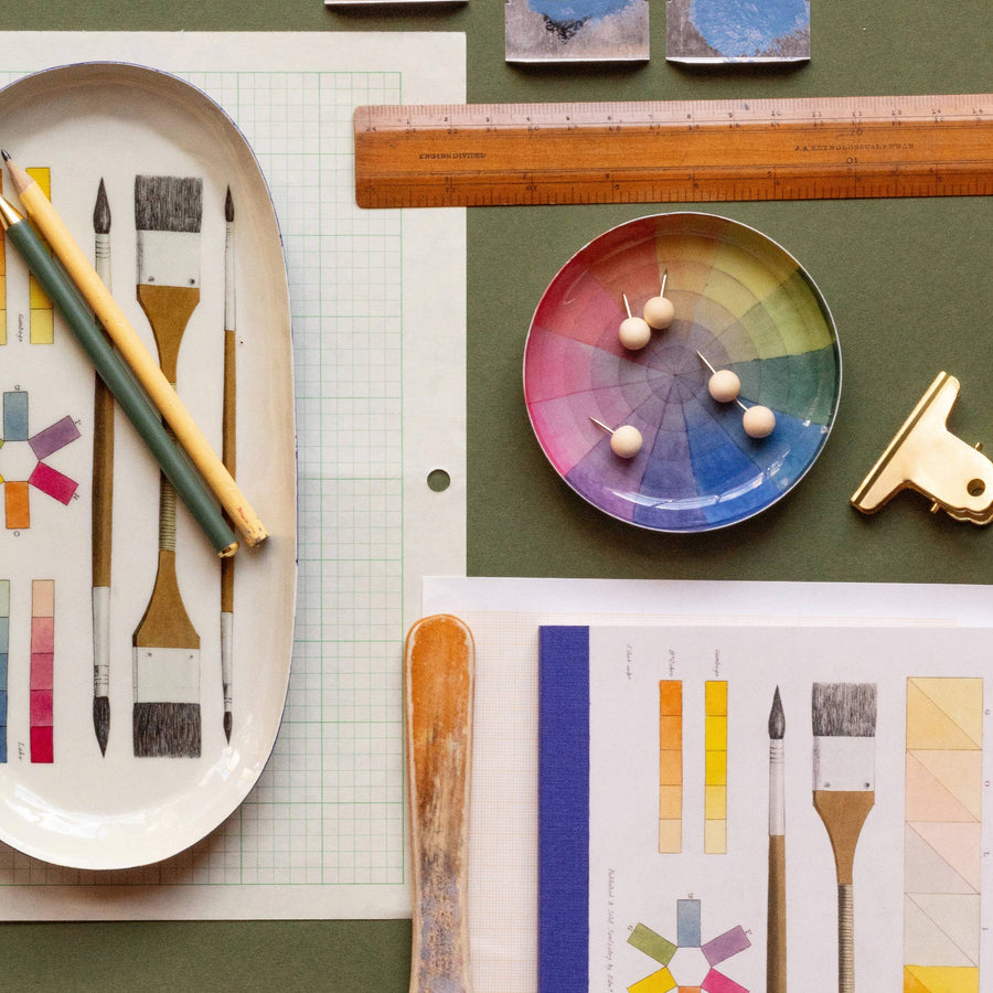 Vintage Colour Wheel Enamel Printed Tray