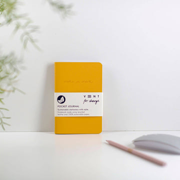 VENT A6 Notebook Journal Recycled Leather - Yellow