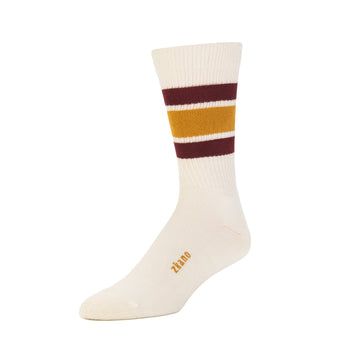 Zkano Men's 1991 Retro Stripe Cushioned Crew Socks Gold