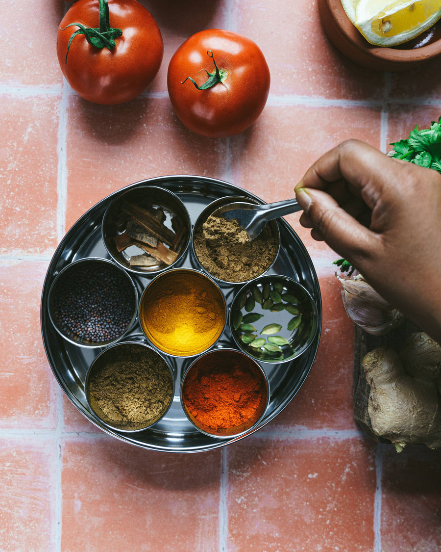Indian Spice Tin with 9 Spice and Silk Sari Wrap