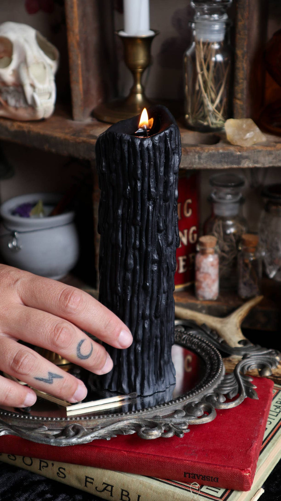 Black Witchy Drip Pillar