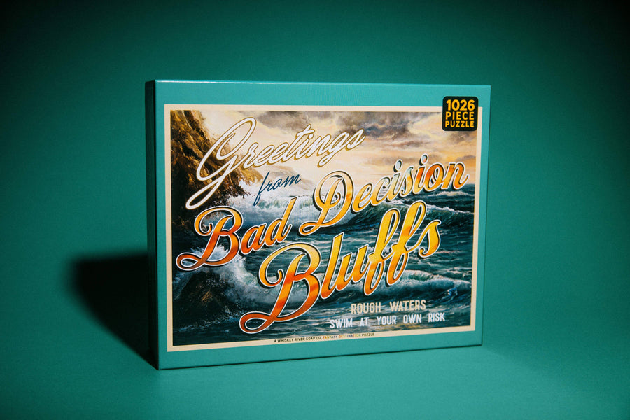 Greetings from Bad Decision Bluffs | Funny Puzzle