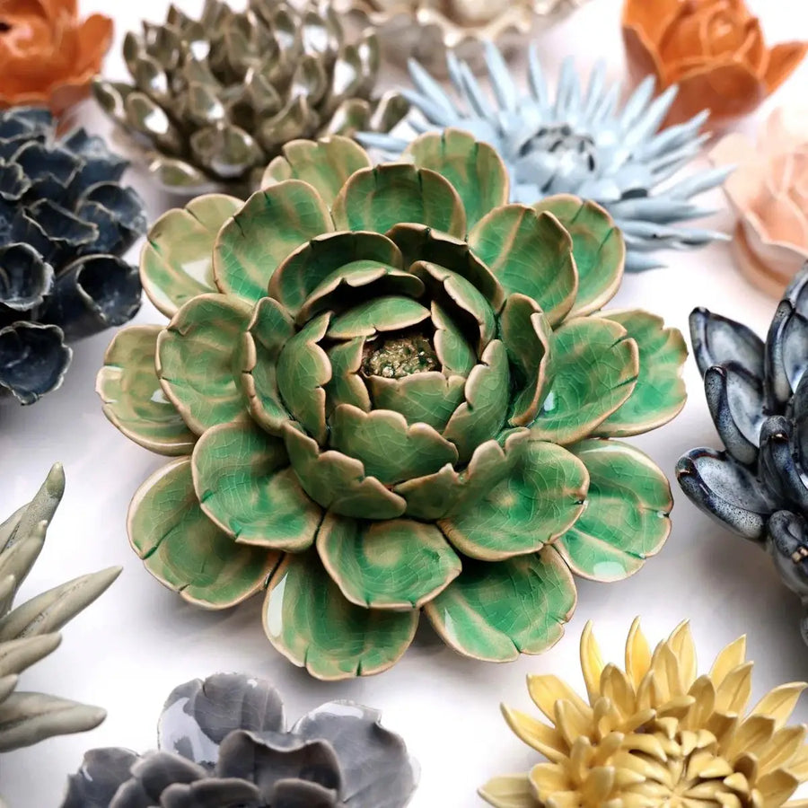 Ceramic Flower Wall Art Artichoke: Mofo Flower Mint