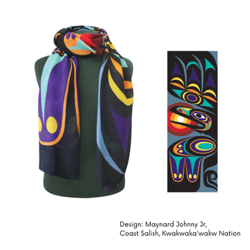 Eco Scarf w/ Contemporary Indigenous Design : Light Saver (Raven)