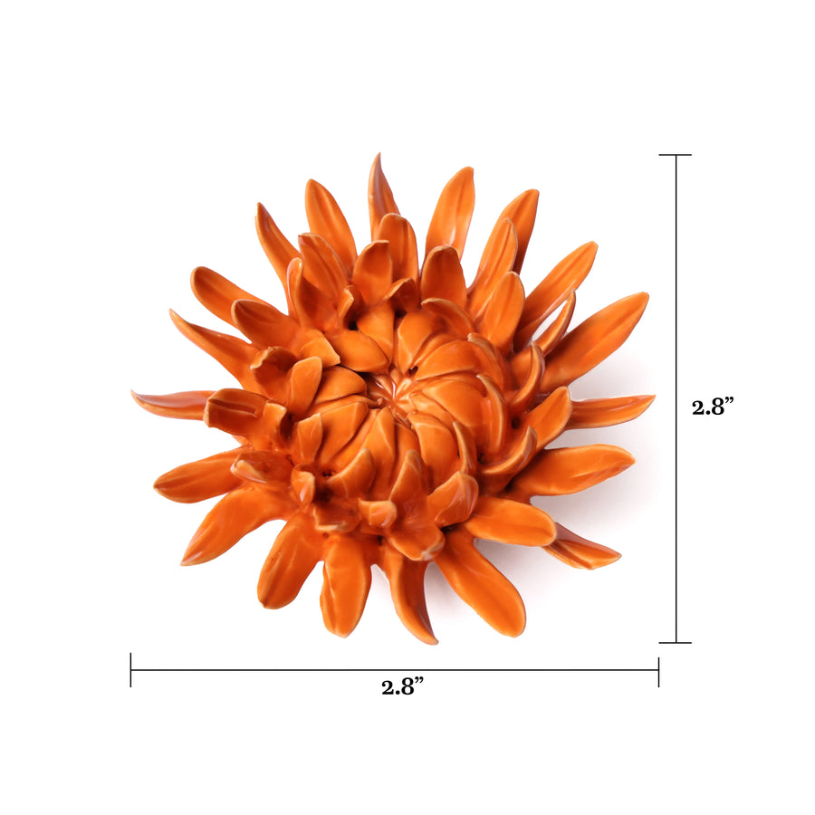 Ceramic Flower Wall Art Collection 11 Mum Orange