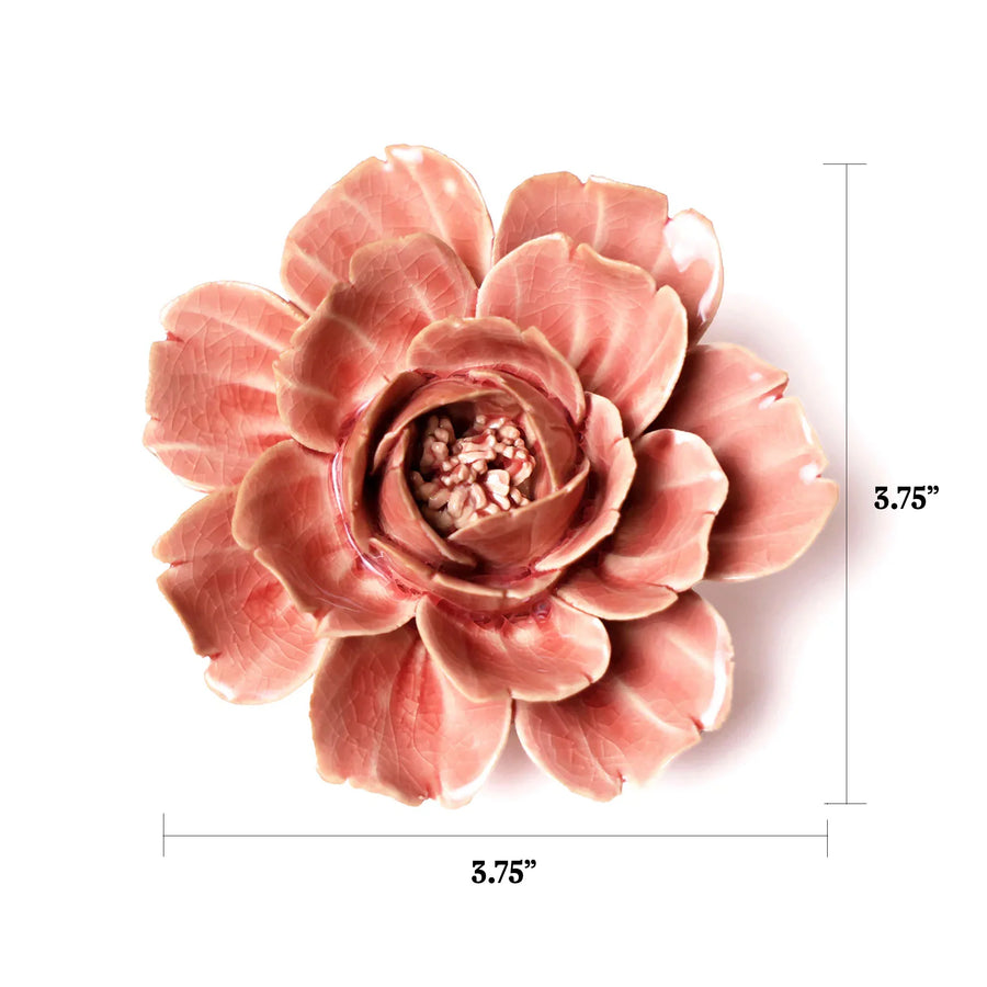 Ceramic Flower Wall Art Collection 12 Rose Pink