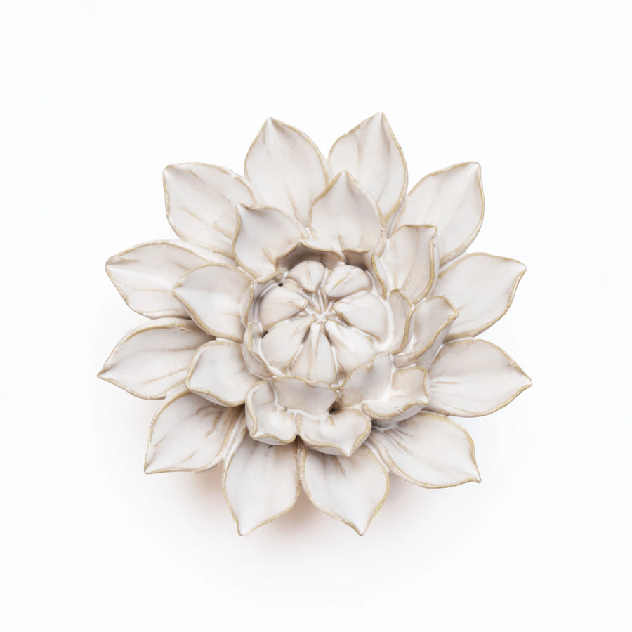 Ceramic Flower Wall Art Ivory Collection - Dahlia