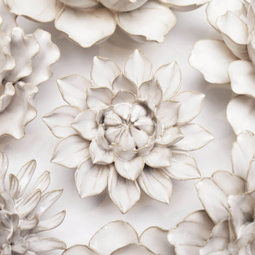 Ceramic Flower Wall Art Ivory Collection - Dahlia