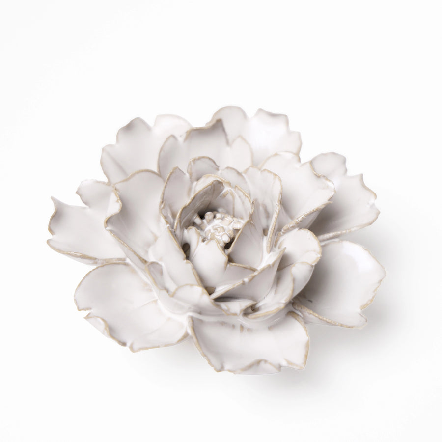 Ceramic Flower Wall Art Ivory Collection - Rose