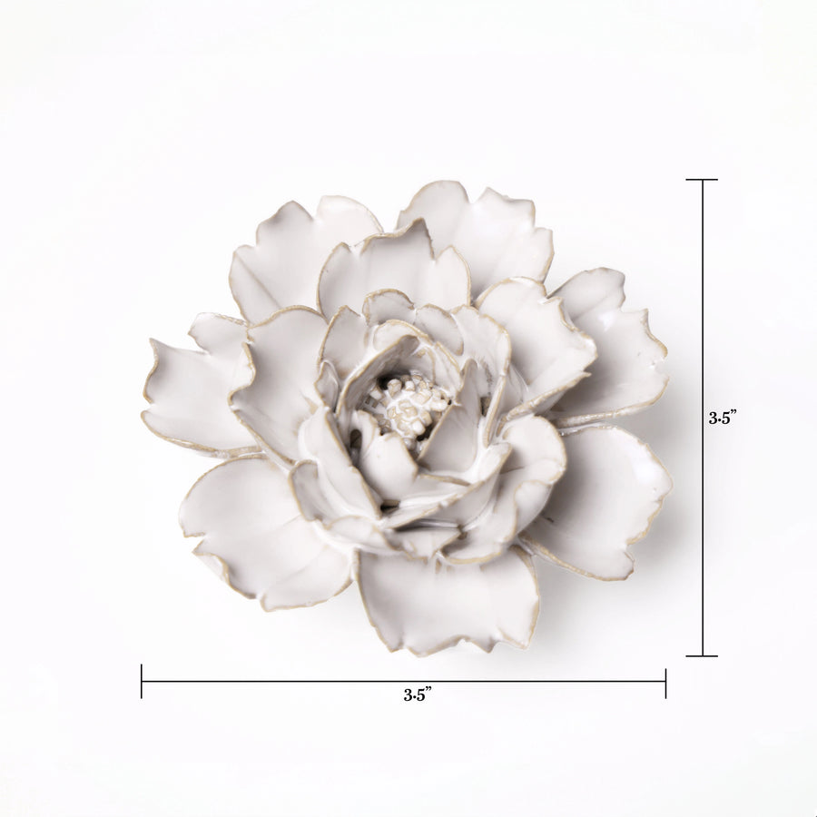 Ceramic Flower Wall Art Ivory Collection - Rose