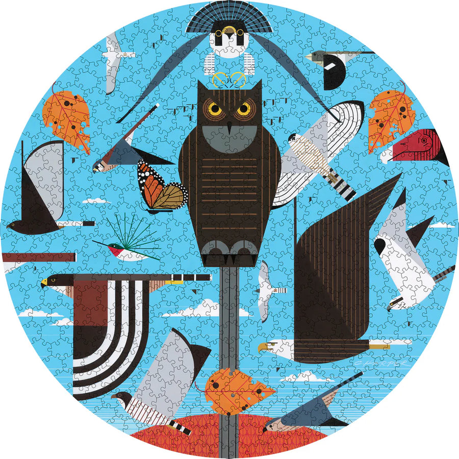 Charley Harper: Hawk Mountain 500-Piece Circular Jigsaw Puzzle