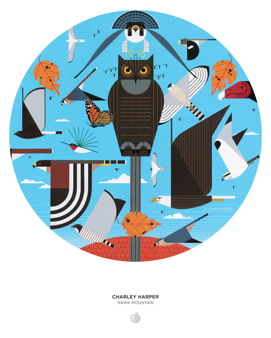 Charley Harper: Hawk Mountain 500-Piece Circular Jigsaw Puzzle