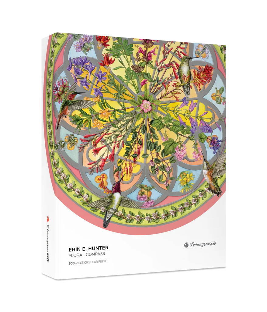 Erin E. Hunter: Floral Compass 500-Piece Circular Jigsaw Puzzle