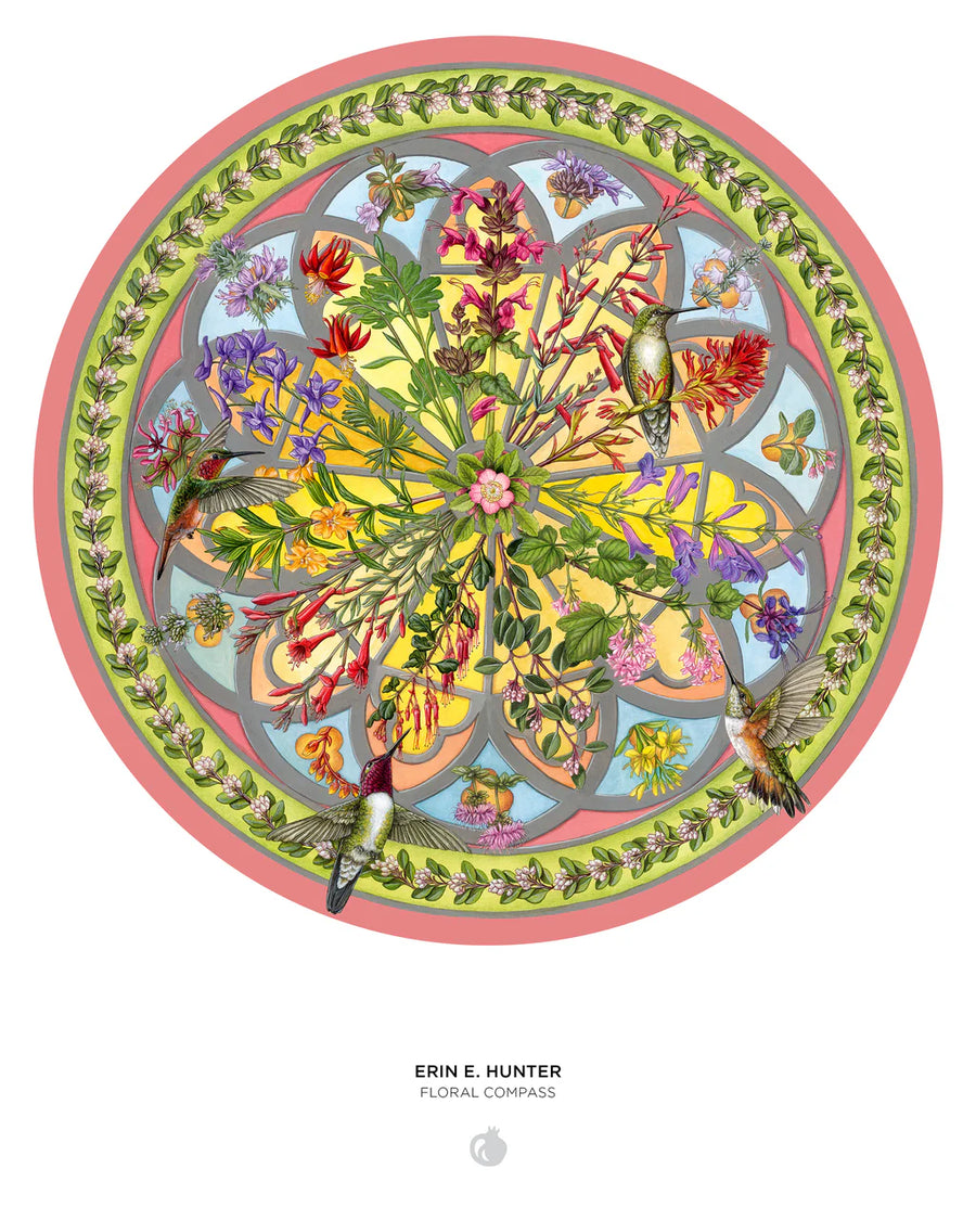 Erin E. Hunter: Floral Compass 500-Piece Circular Jigsaw Puzzle