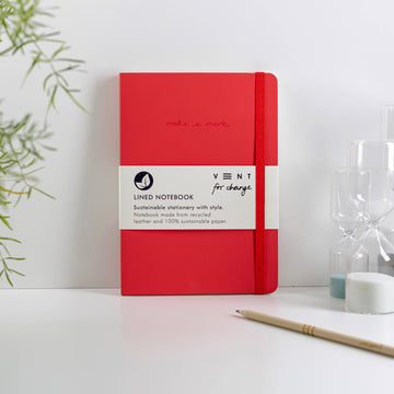 VENT A5 Notebook Lined Recycled Leather - Red