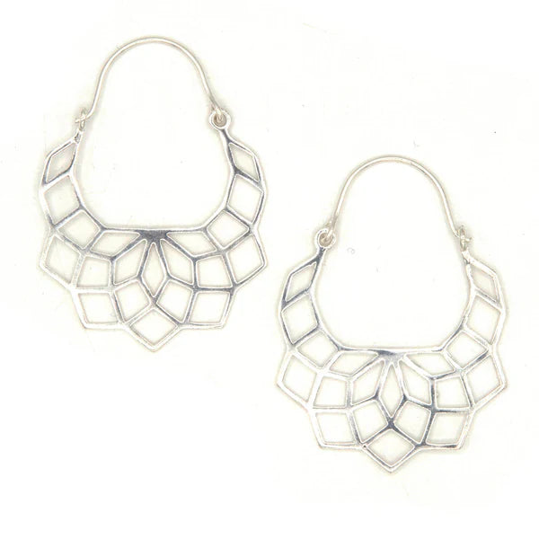 Geometric Lattice Hoops - Silver