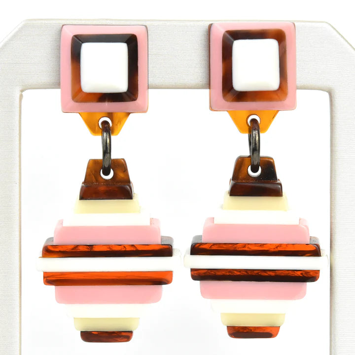 Souvenir Rectangle Dangle Earrings Rose