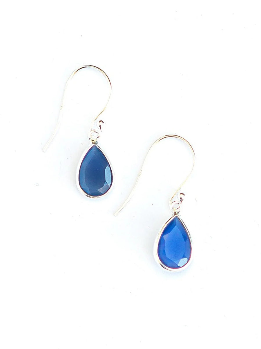 Raindrop Sterling Earrings Blue Chalcedony