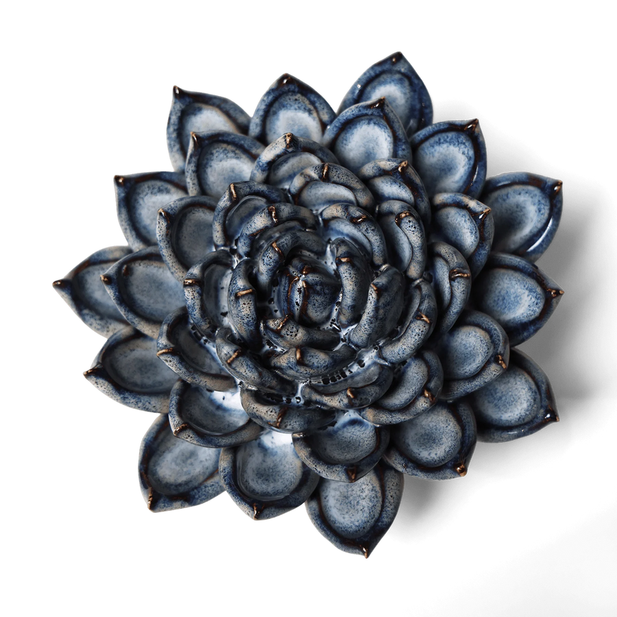 Ceramic Flower Wall Art Collection 6 Succulent Blue