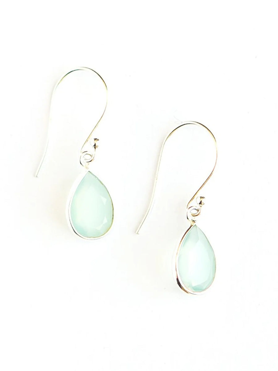 Raindrop Sterling Earrings Aqua Chalcedony