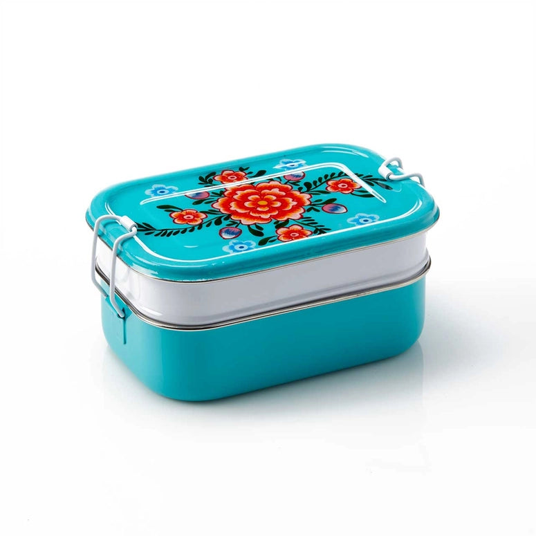Bright Floral Bento Box: Turquoise