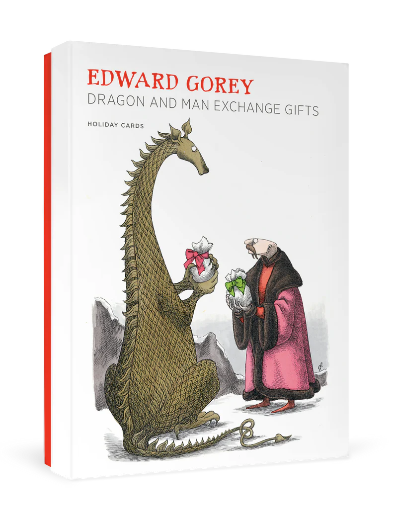 Edward Gorey: Dragon and Man Exchange Gifts Holiday Cards