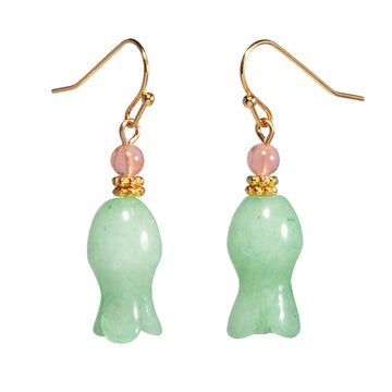 Carved Jade Flower Earrings