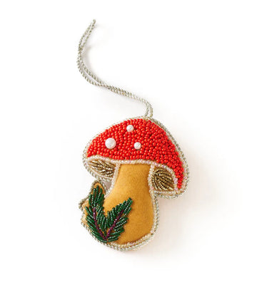 Larissa Plush Embroidered Felt Ornament - Mushroom