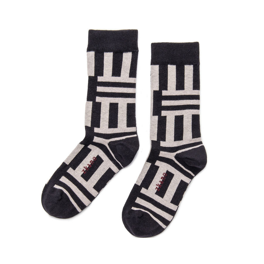 Zkano Geo Stripe Women's Crew Socks Black