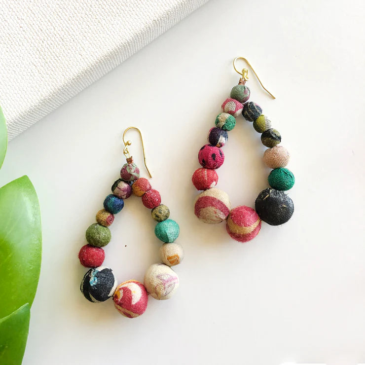 Kantha Graduated Teardrop Earrings