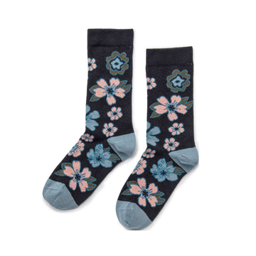 Zkano Boho Blossoms Women's Crew Socks Charcoal