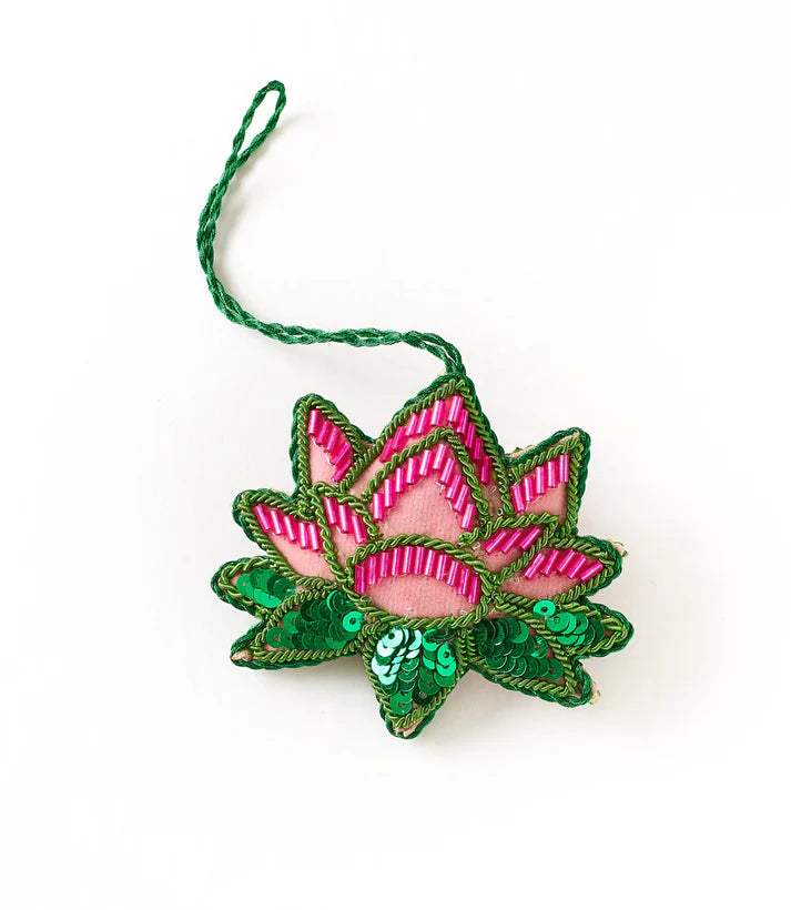 Larissa Plush Embroidered Felt Ornament - Lotus