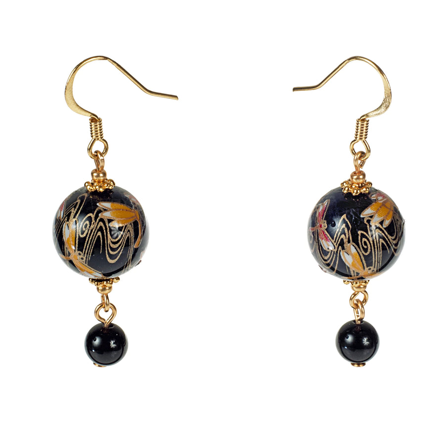 Black Tensha Dragonfly & Onyx Drop Earring