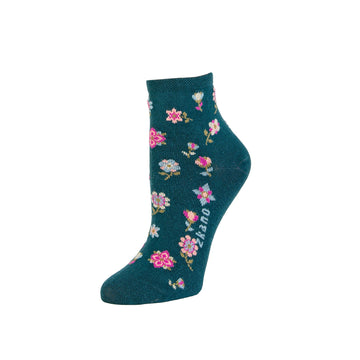 Zkano Folksy Floral Women's Anklet Socks Emerald