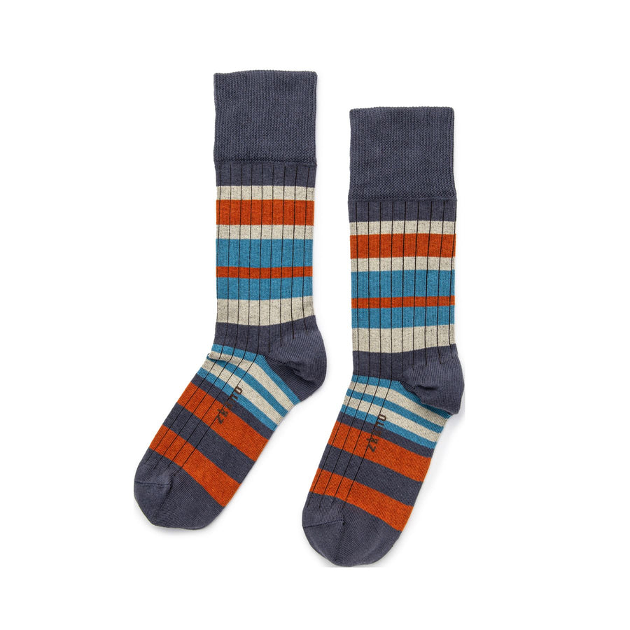 Zkano Sweater Stripe Men's Crew Socks Indigo