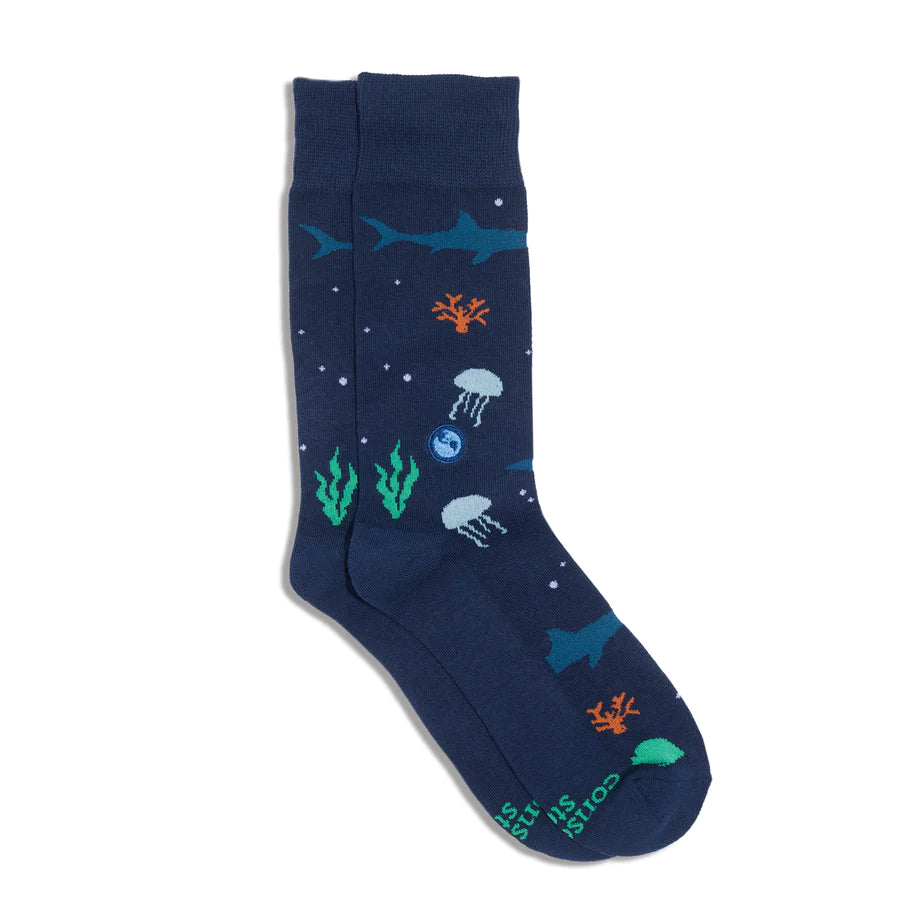 Protect Our Planet Socks: Deep Sea Diving MEDIUM Blue