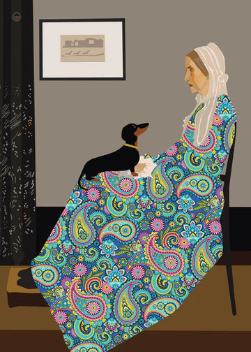 Whistler's Paisley Mother Dachshund Birthday Card