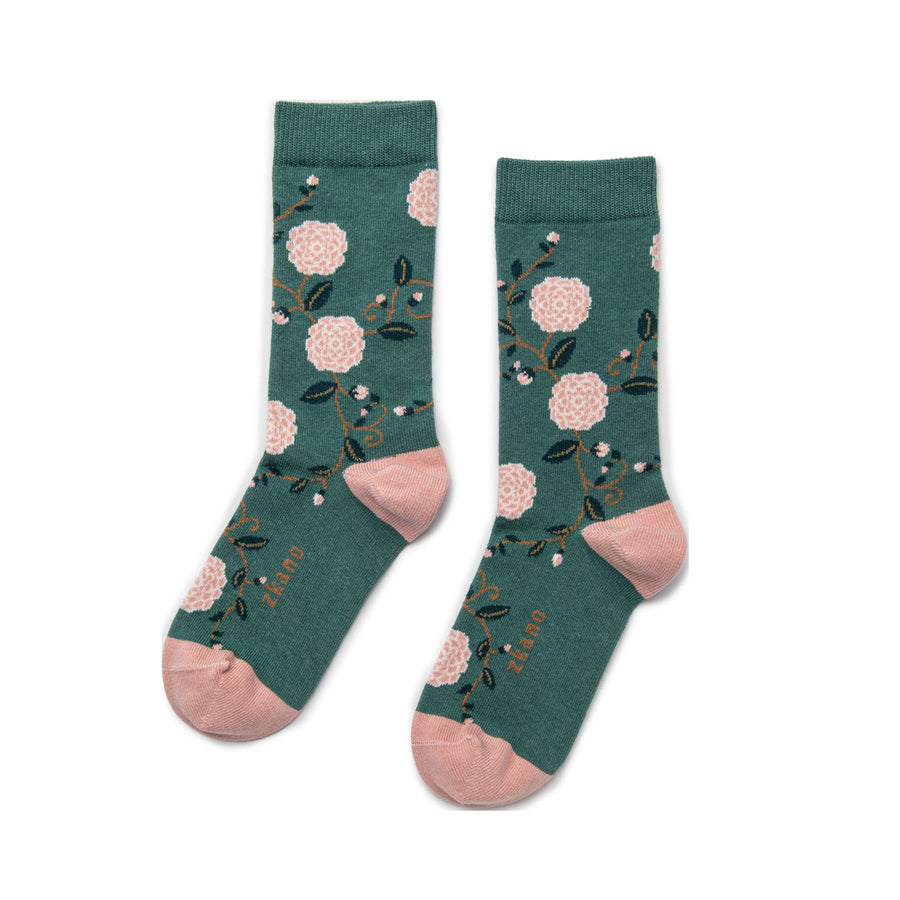 Zkano Camellias Women's Crew Socks Jade