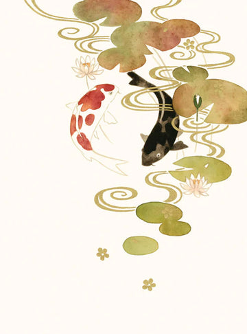 Two Koi Fish and Lilypad Sympathy Card