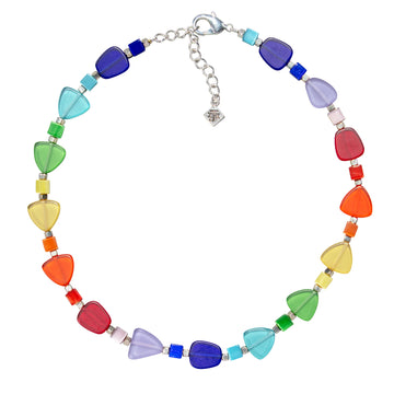 RAINBOW FROSTED GLASS TRIANGLE, FIBER OPTIC CHOKER