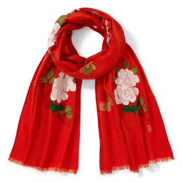 Edo Blossoms and Butterflies Embroidered Shawl