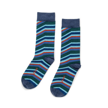 Zkano 80's Stripe Men's Crew Socks Navy