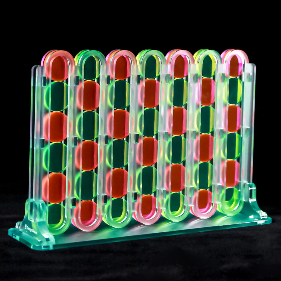 Four In A Row Game - Seafoam Green with Fluorescent Game Pieces