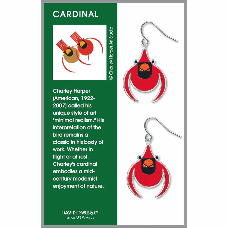 Charley Harper Cardinal Earrings