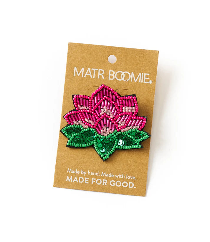 Bala Mani Beaded Lotus Brooch - Handmade, Fair Trade