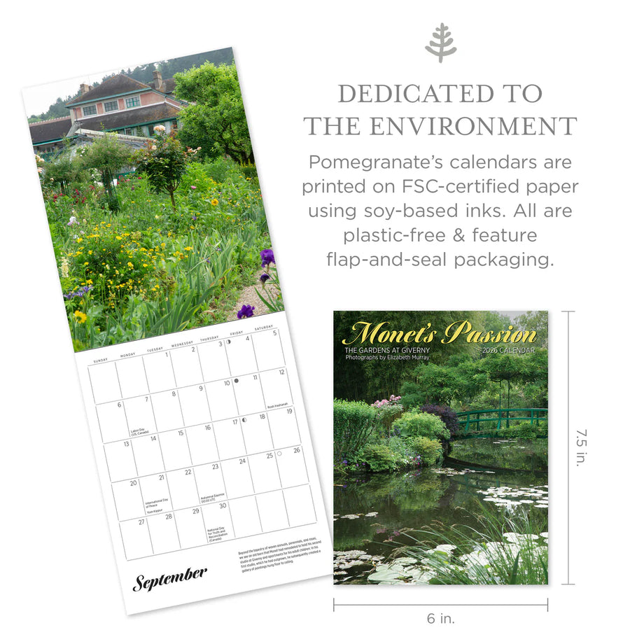 Monet’s Passion: The Gardens at Giverny 2026 Mini Wall Calendar