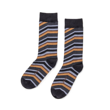 Zkano 80's Stripe Men's Crew Socks Black