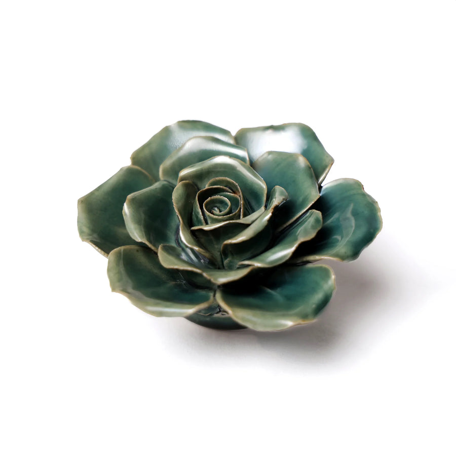 Ceramic Flowers Collection 9 New Rose Teal Small